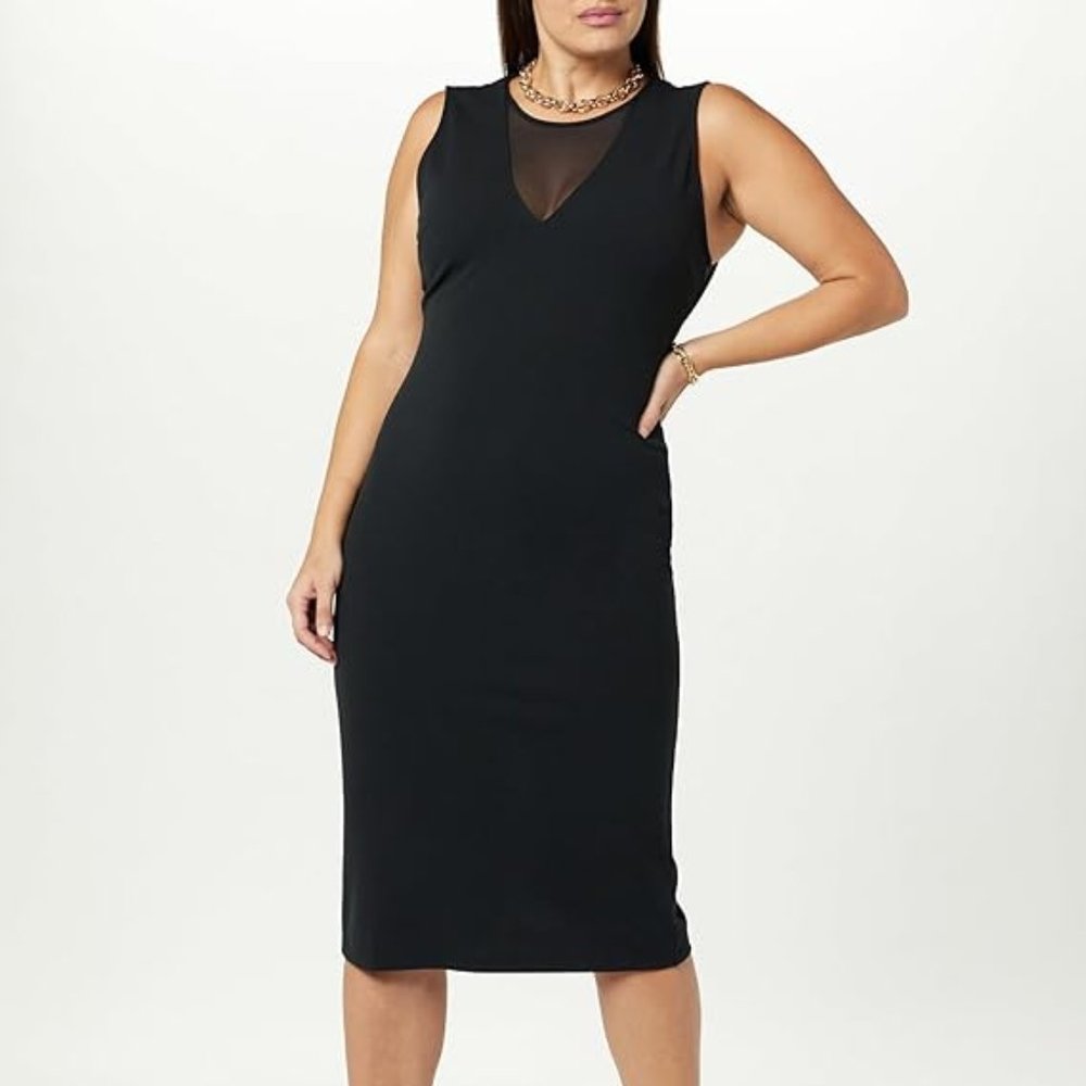 NWT Amazon The Drop Women's Joce Mesh V-Neck Midi Dress Large